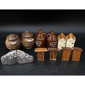 Ma & Pa Wooden Outhouse Salt & Pepper Shaker Mixed LOT 6 Hawaiian